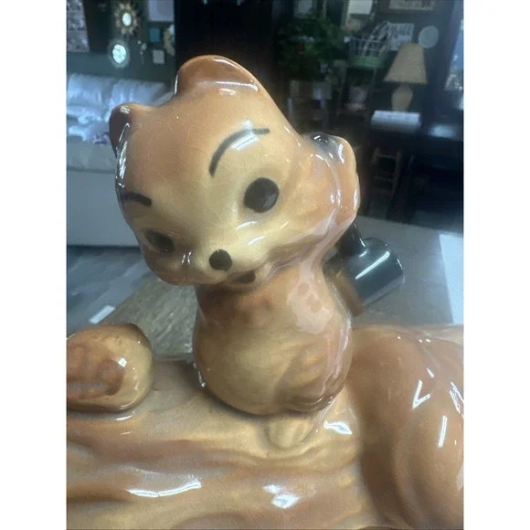 Vintage MCM Brush McCoy Squirrel & Nut On A Log Cookie Jar Mid Century - Picture 7 of 12